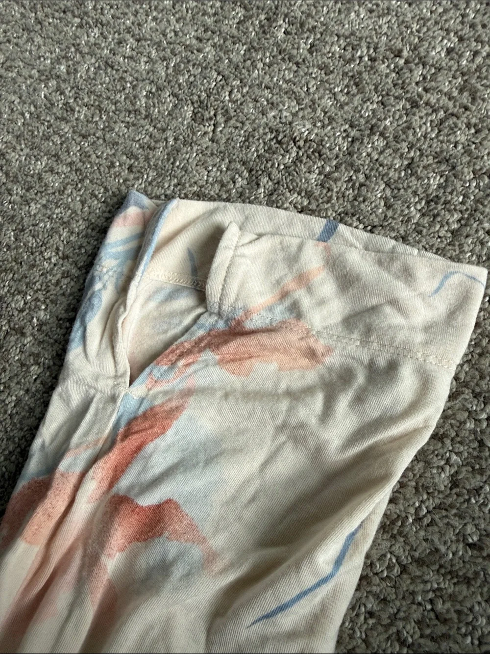 Soma Floral Print Lounge Pajama Pants in Cream, Pink & Blue - Picture 3 of 3